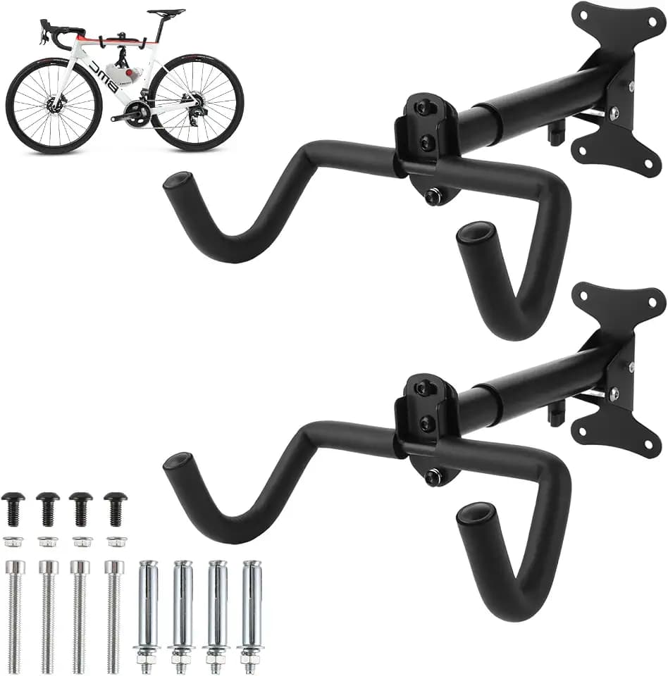 2 Stück Fahrrad Wandhalterung Klappbar, 30KG Tragfähigkeit, Metall Fahrradhalterung Wand, Faltbarer Wandhaken Garage, Schwarz Fahrrad Aufhängung für Fahrrad, Rennrad und Mountainbike