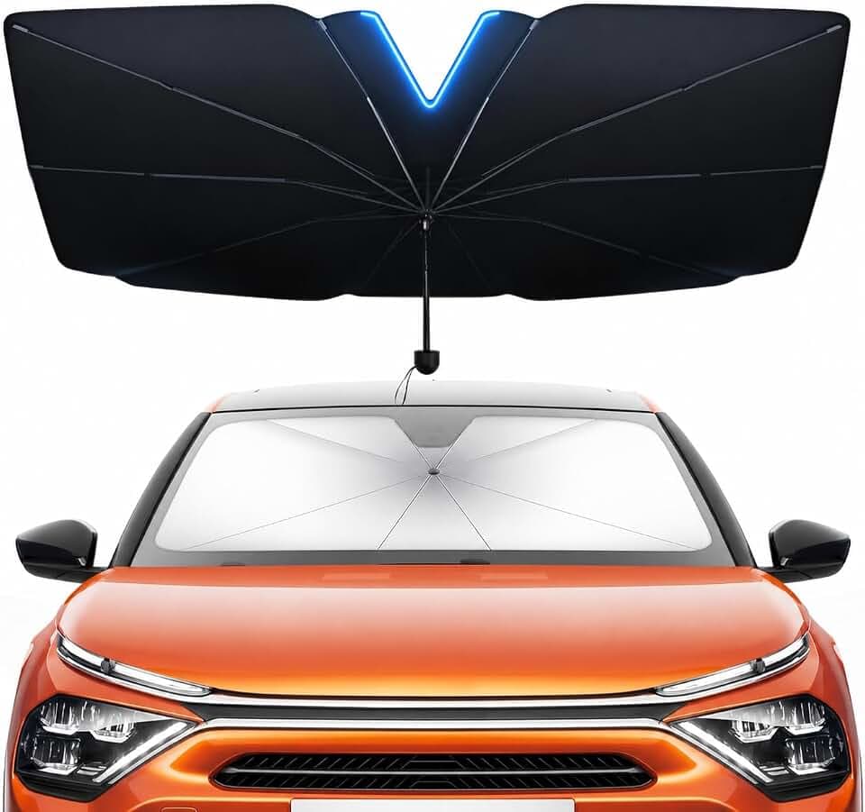 Sonnenschutz für Auto Frontscheibe Innen 140 × 80 cm, Faltbare, Reflektierende Sonnenblende mit UV-Schutz & Hitzeschutz, Auto Sonnenschirm für SUV & Mittelklassewagen