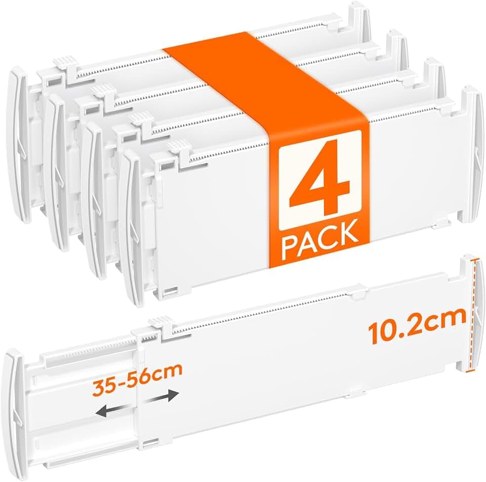 Lifewit 4er Schubladentrenner Verstellbar für Innenlänge 35–56cm&Höhe>10cm