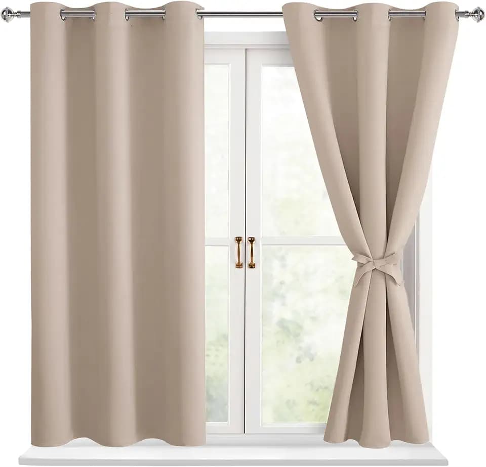 Hiasan Blackout Curtains for Bedroom, 2 Drape Panels, Camel, 42 x 54 Inch