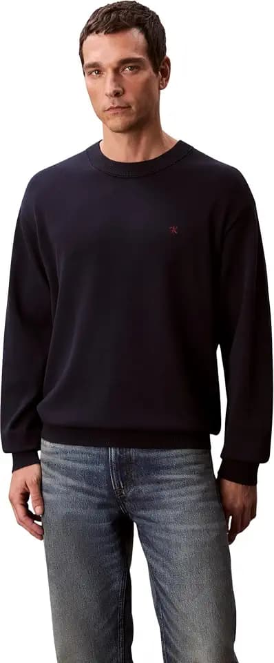 Calvin Klein Herren Baumwolle Relaxed Pullover mit Rundhalsausschnitt