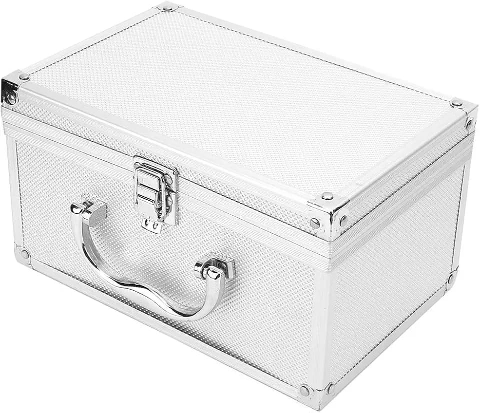 Robuster Werkzeugkasten aus Aluminiumlegierung, Tragbarer Aufbewahrungskoffer mit Schaumstoff-Futter, Verschließbarer Aluminium-Organizer für Werkzeuge und Zubehör, 230x150x125mm