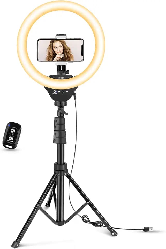 Aureday 12” LED Ring Light with Stand and Phone Holder, Video Light 3000K-6000K Dimmable Selfie Ringlight for YouTube Video/Live Stream/Makeup