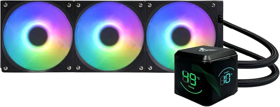 Osprey 360mm AIO CPU Cooler, Intel & AMD, ARGB, Dual Screen, Remote, Black