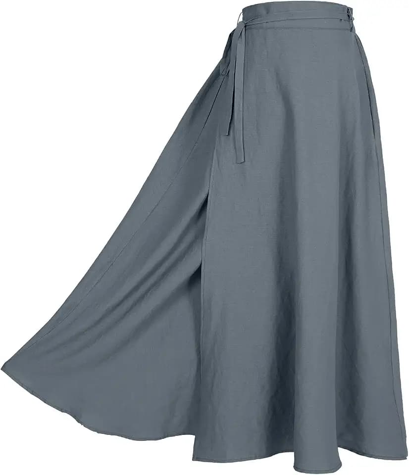 Rainday Women's Linen Wrap Skirt A line Vintage Casual Maxi Linen Skirts
