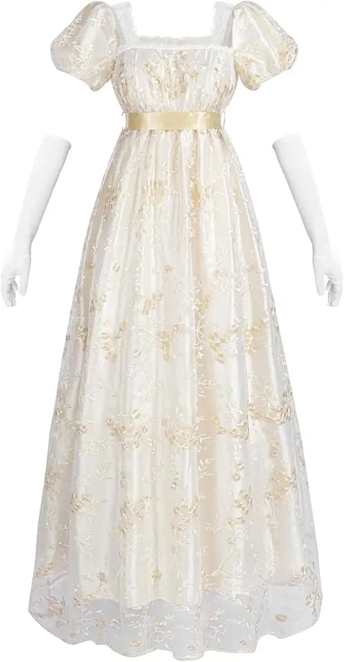 NSPSTT Regency Dresses for Women 1800s Vintage Dress Victorian Ball Gown