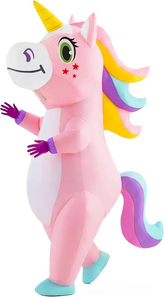 Spooktacular Creations Aufblasbares Einhorn Kostüm Ganzkörper, Einhorn Air Blow-up Kostüm für Halloween Party Cosplay Fasching Karneval - Erwachsenengröße