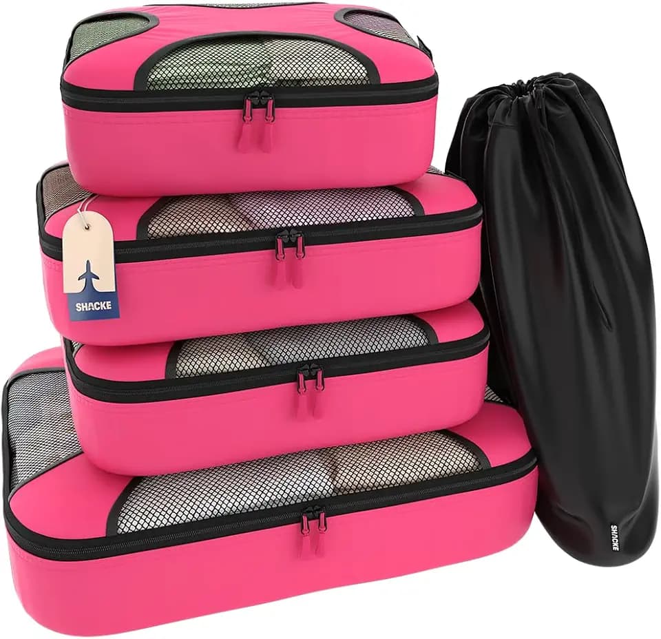 Shacke 5 Set Packing Cubes for Travel with Laundry Bag (Precious Pink)