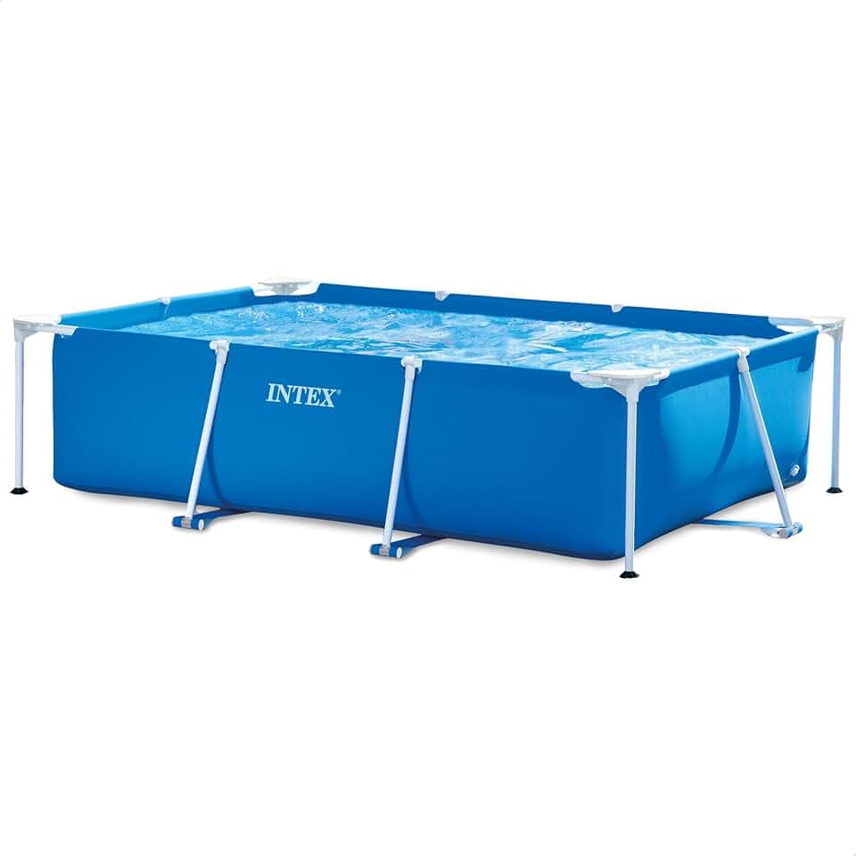 INTEX "Metal Frame" Pool rechteckig Aufstellpool (260 x 160 x 65cm) Kinderpool Familienpool Swimmingpool Volumen ca 2.282l, blau (28271NP)