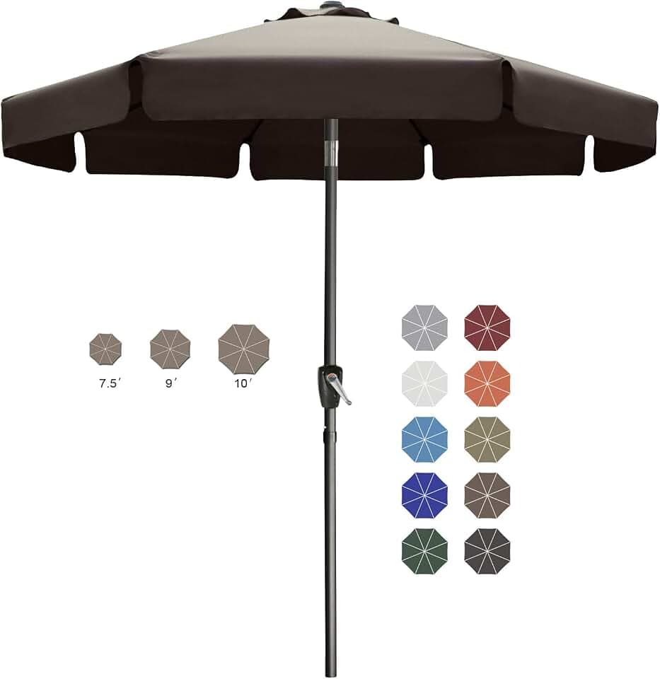 ABCCANOPY 10FT Scalloped Patio Umbrella Table Market Umbrella, Brown