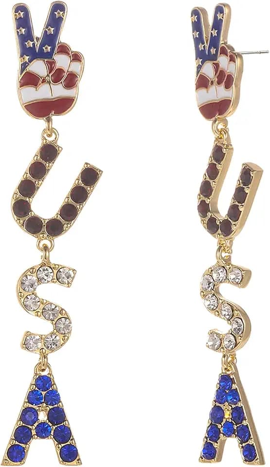 4th of July Firework Dangle Earrings for Women USA Partiotic Jewlery Gift
