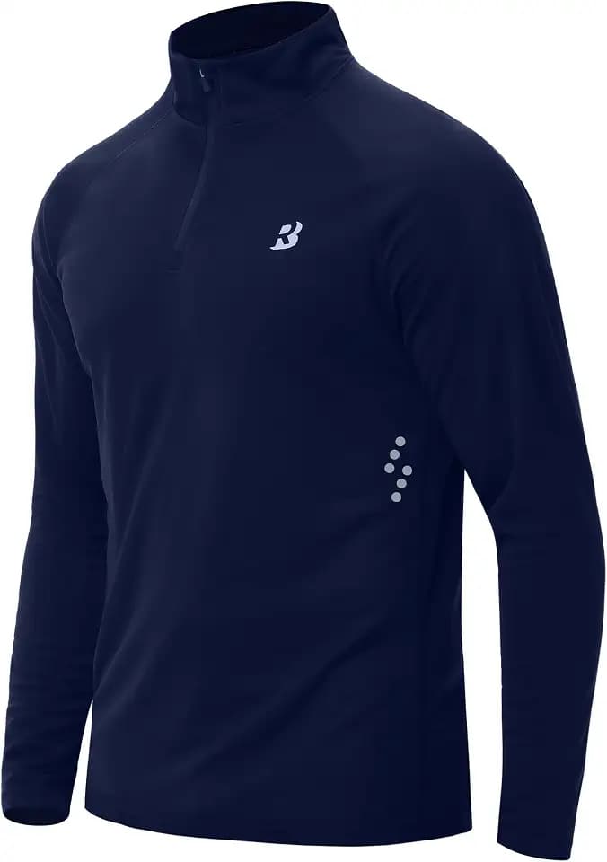 Roadbox UPF 50+ Long Sleeve Shirts for Men - Quarter Zip Pullover Quick Dry Rash Guard for Running Golf Fishing Workout