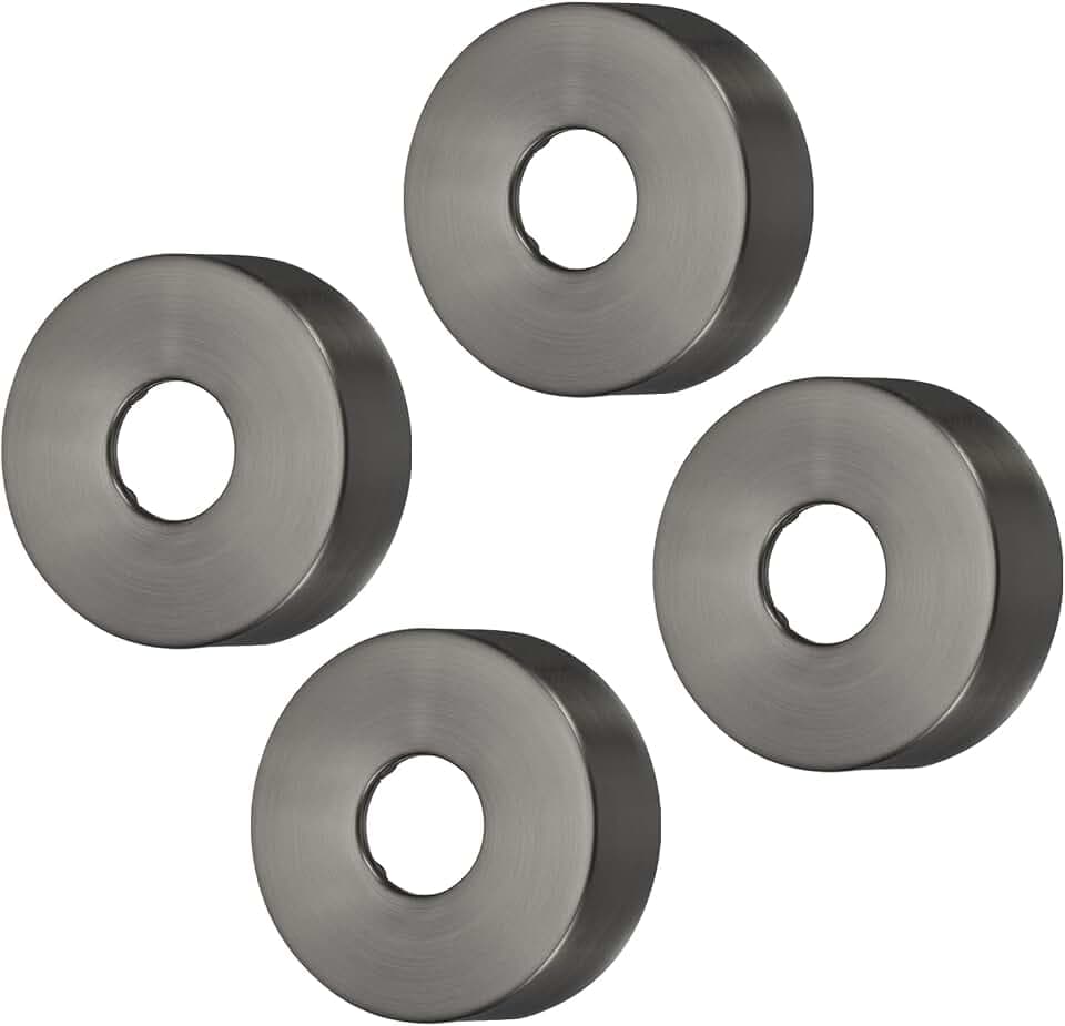 sourcing map Duscharm-Flansch, 80 mm Außendurchmesser, Rosettenplatte, Edelstahl, runde Sanitär-Abdeckplatten für Wasserleitungen mit 25 mm Durchmesser, Grau, 4 Stück