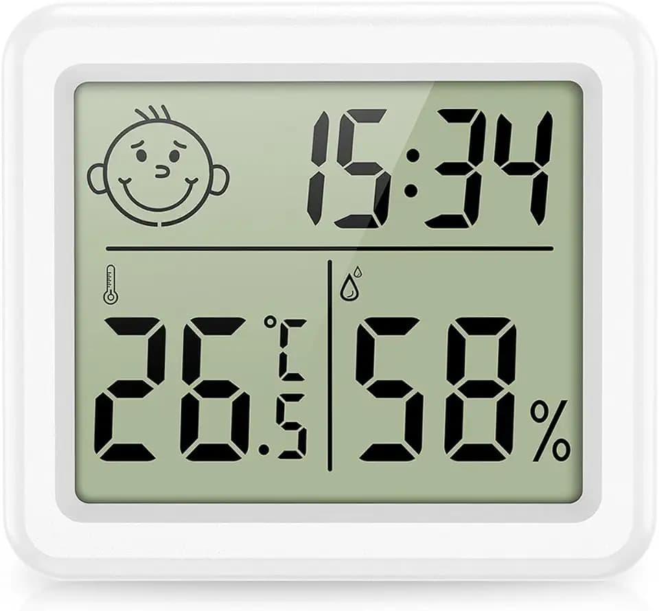 Brifit Digital Mini Thermometer Hygrometer, Hygrometer Innen mit hohen Genauigkeit, Temperatur und Luftfeuchtigkeitsmesser mit Uhr, Raumklima-Indikator, Raumthermometer für Gewächshaus,Büro,Heim