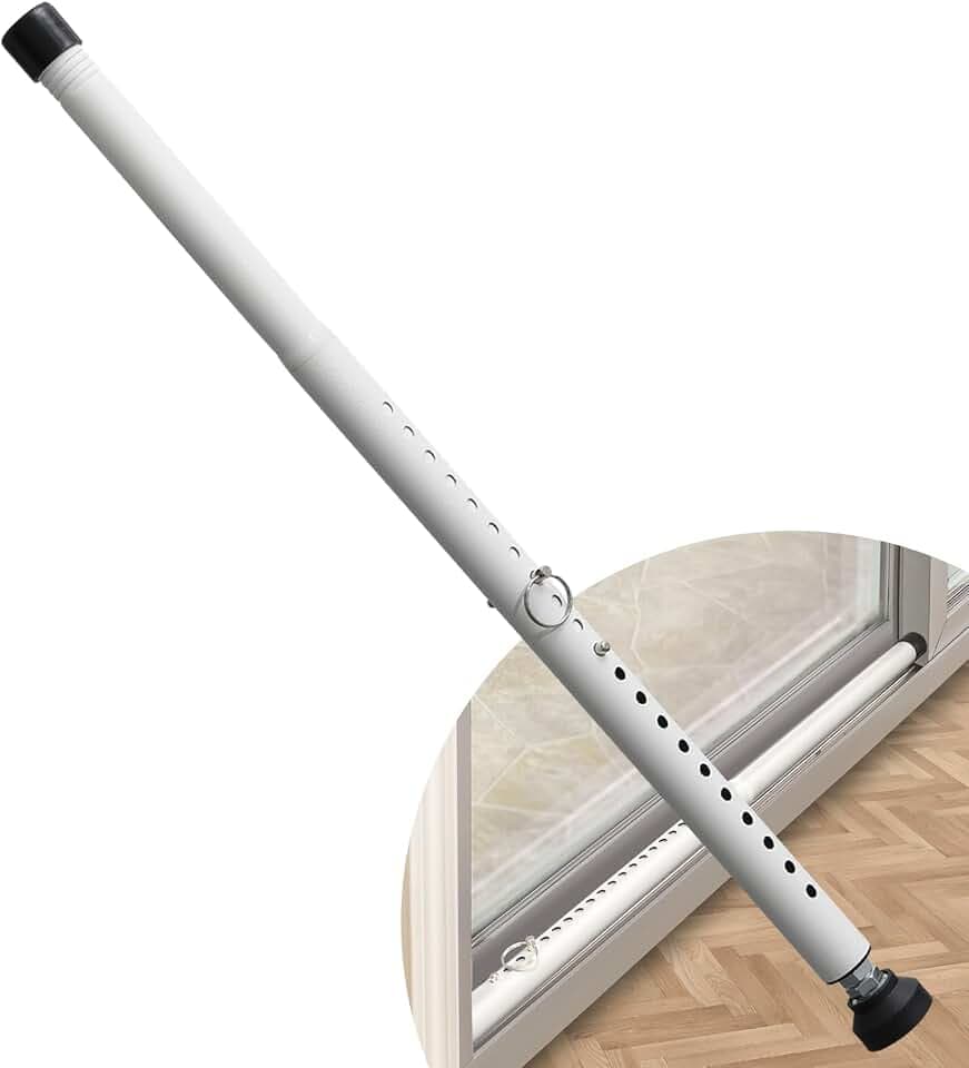 DIIG Sicherheitsstange für Schiebetüren, 45-128,3 cm, verstellbar, verschließbar, mit Gummispitzen, Durchmesser 2,5 cm, Fenster-Sicherheitsstange für Zuhause, Wohnung (weiß)