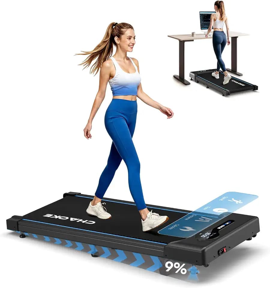 CHAOKE Walking Pad Laufband mit 9% Steigung, 10 km/h Schreibtischlaufband für Zuhause und Büro, 2,75 PS leiser Motor, Bis zu 150 kg Belastbarkeit, 12 HIIT-Programmen und Fernbedienung