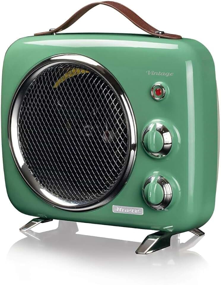 Ariete 808 Vintage Heizlüfter, kalt und warm, regelbares Thermostat, Tragegriff, 2000 W, grün