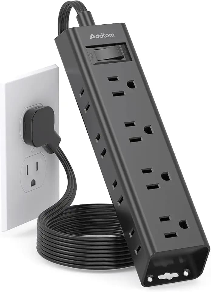 Extension Cord Flat Wall Plug - Surge Protector Power Strip with 12 Outlets