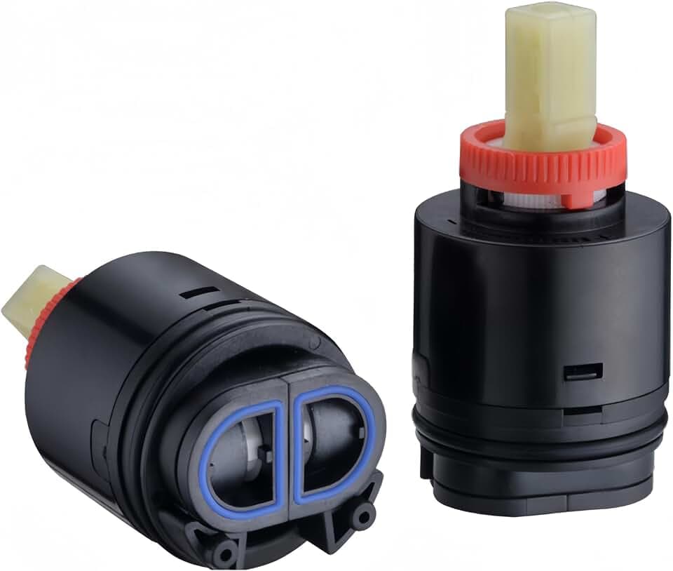 N40HKC Shower Cartridge Replacement, 40mm Shower Faucet Cartridge for Tub/Shower Faucet, the height is 2.97 inches (75.5mm) and the width is 1.58 inches (40mm), Black (1Pack)