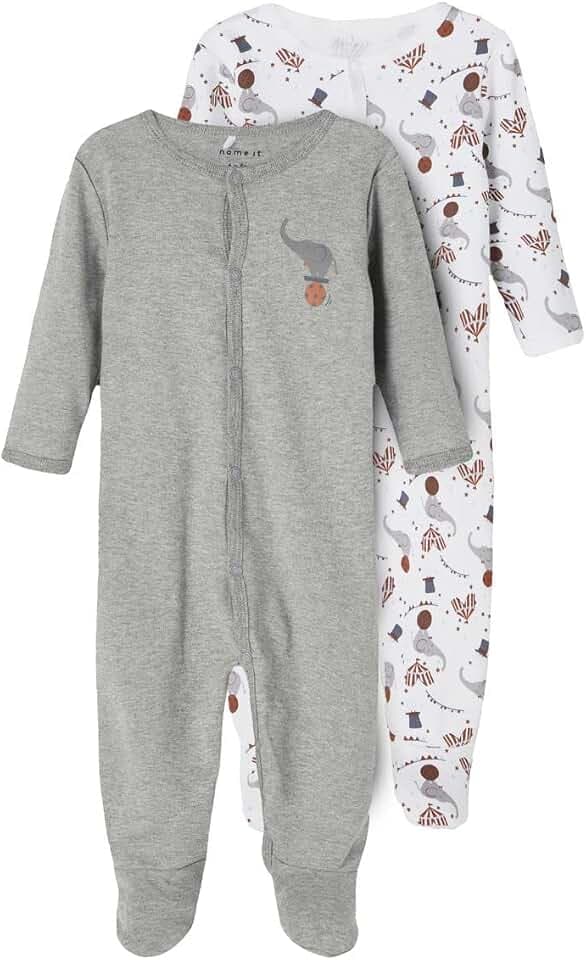 NAME IT 2er Pack Unisex Schlafstrampler aus Bio-Baumwolle