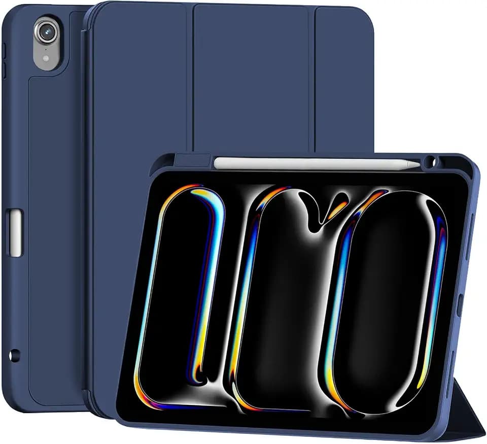 Case for iPad Air 11-inch (M4 2026/ M3 2025/ M2 2024) & 10.9-inch (5th/ 4th Gen) - Smart Folio with Pencil Holder, Soft TPU Back for Full Protection- Dark Blue