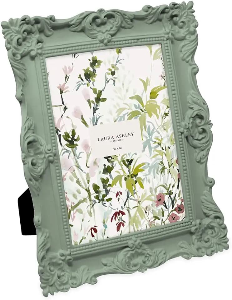 Laura Ashley 5x7 Matt Rosemary Ornate Textured Photo Frame with Easel