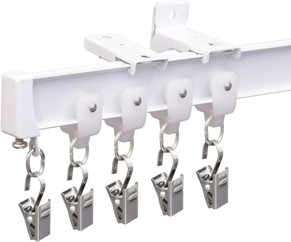 MaKefeile Bendable Ceiling Curtain Track Ceilings Mount or Wall Mounted Heavy-Duty Room Divider Curtains Rails for Living room Bedroom Shower Privacy RV Garage Dividers with Clips，White 24 FT