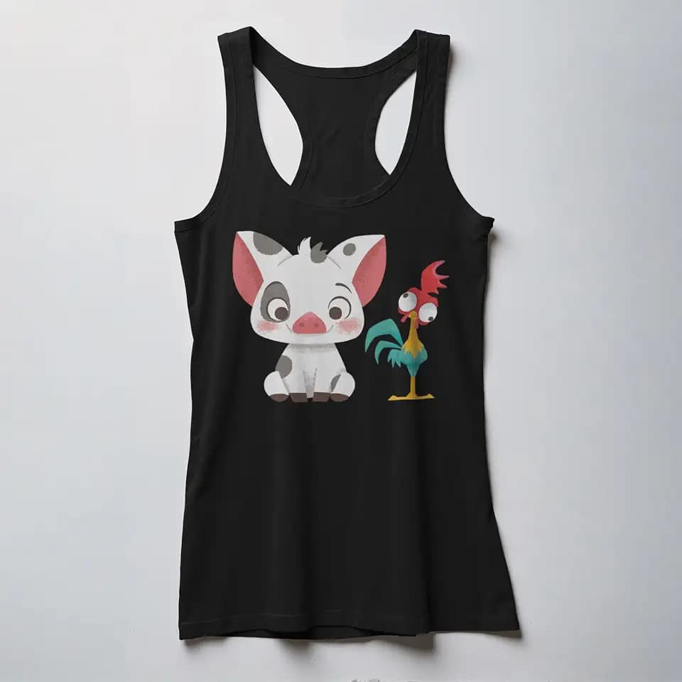 Disney Pixar Women's Moana Beach Buds Racerback Tank Top - Pua and Hei Hei Design - Perfect for Summer Fun and Relaxation