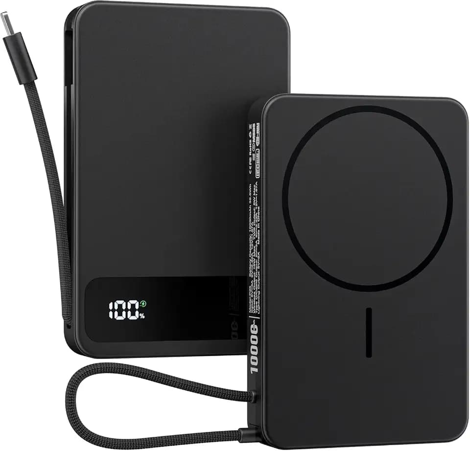 Magnetic Power Bank, 10,000mAh Wireless Portable Charger for Mag-Safe Fast Charging, Battery Pack with USB-C Cable 20W in/Out for iPhone 18/17/16/15/14/13/12/Plus/Pro/Pro Max/Air/Duo, AirPods & More