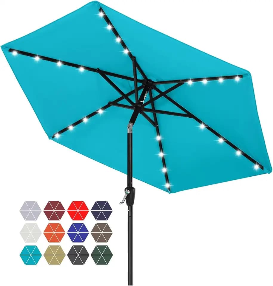 ABCCANOPY Solar Led Patio Umbrella with 24 Lights 7.5FT(Turquoise)
