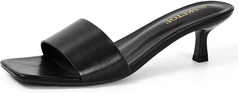 Square Open Toe Kitten Heels for Women 2 Inch One Band HeelsWomens Dressy Sandals for Wedding & Party