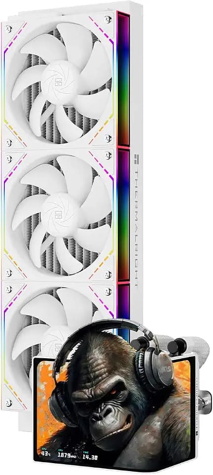 Thermalright Levita Vision 360 ARGB White Aio CPU Liquid Cooler,for AM5/Intel LGA1851/1700,6.67-in 3D Curved Screen with 2400x1080 Resolutions,Magnetic Screen,3D/2D Video Support