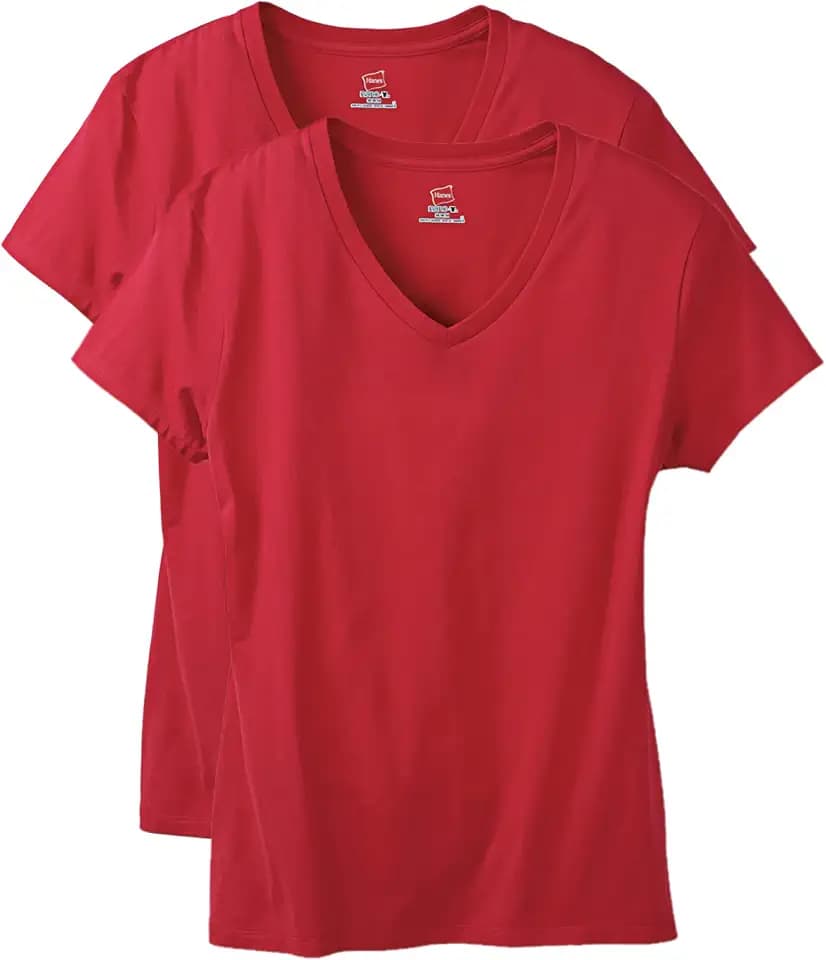 Hanes Women's Perfect-T V-neck T-shirt, Cotton Short Sleeve Tee for Women, 1 or 2-Pack