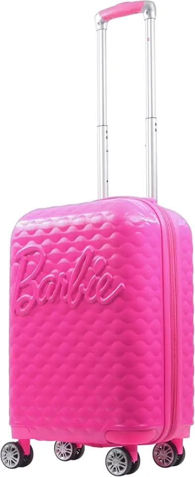 FUL Barbie 22.5 Inch Carry On Luggage, Quilted Hardshell Rolling Suitcase with Spinner Wheels, Pink