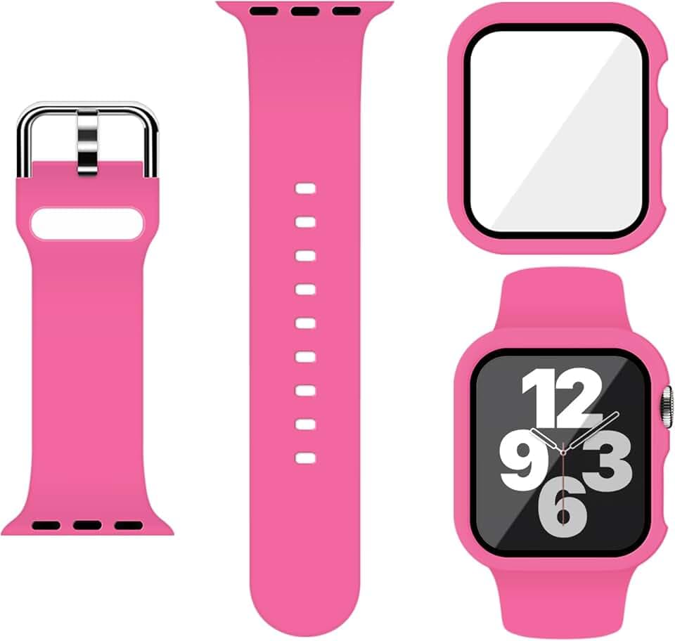 Silicone Sport Band and PC Case with Screen Protector for Apple Watch