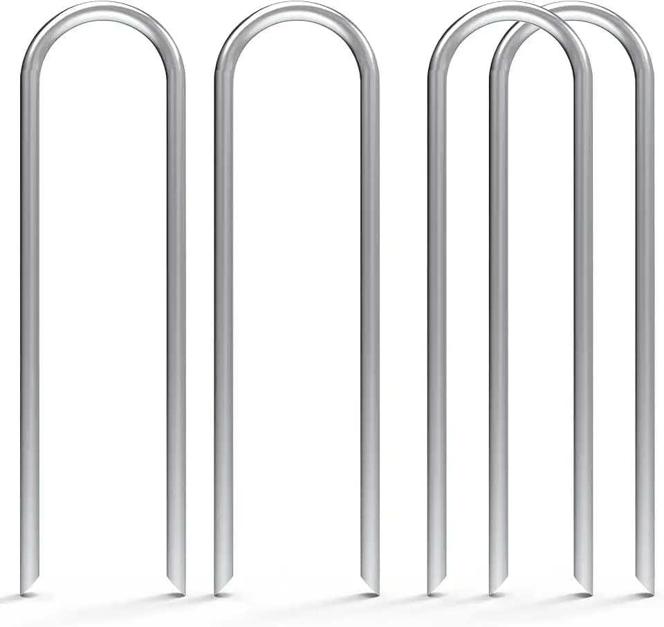 MySit 6 Inch 50 Pack U Shaped Galvanized Drip Irrigation Stakes 11 Gauge