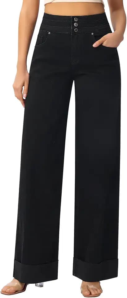 roswear Women's High Waisted Wide Leg Jeans