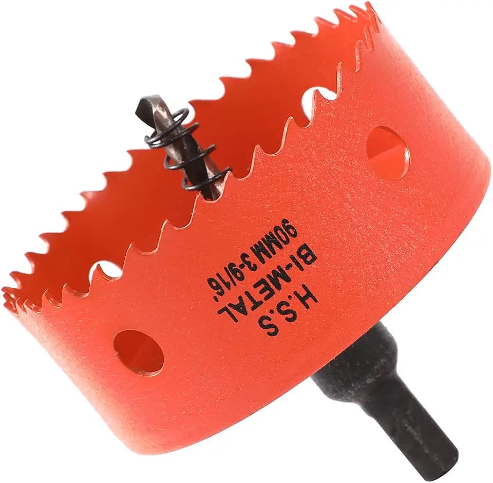 Bi-Metall Lochsäge 3-9/16" 90mm,M42 HSS Schneller Lochschneider,mit 1 Schaft und 1 Bohrer,Für Trockenbaumaterialien, Holz, Kunststoffe und Metalle, Schnitttiefe