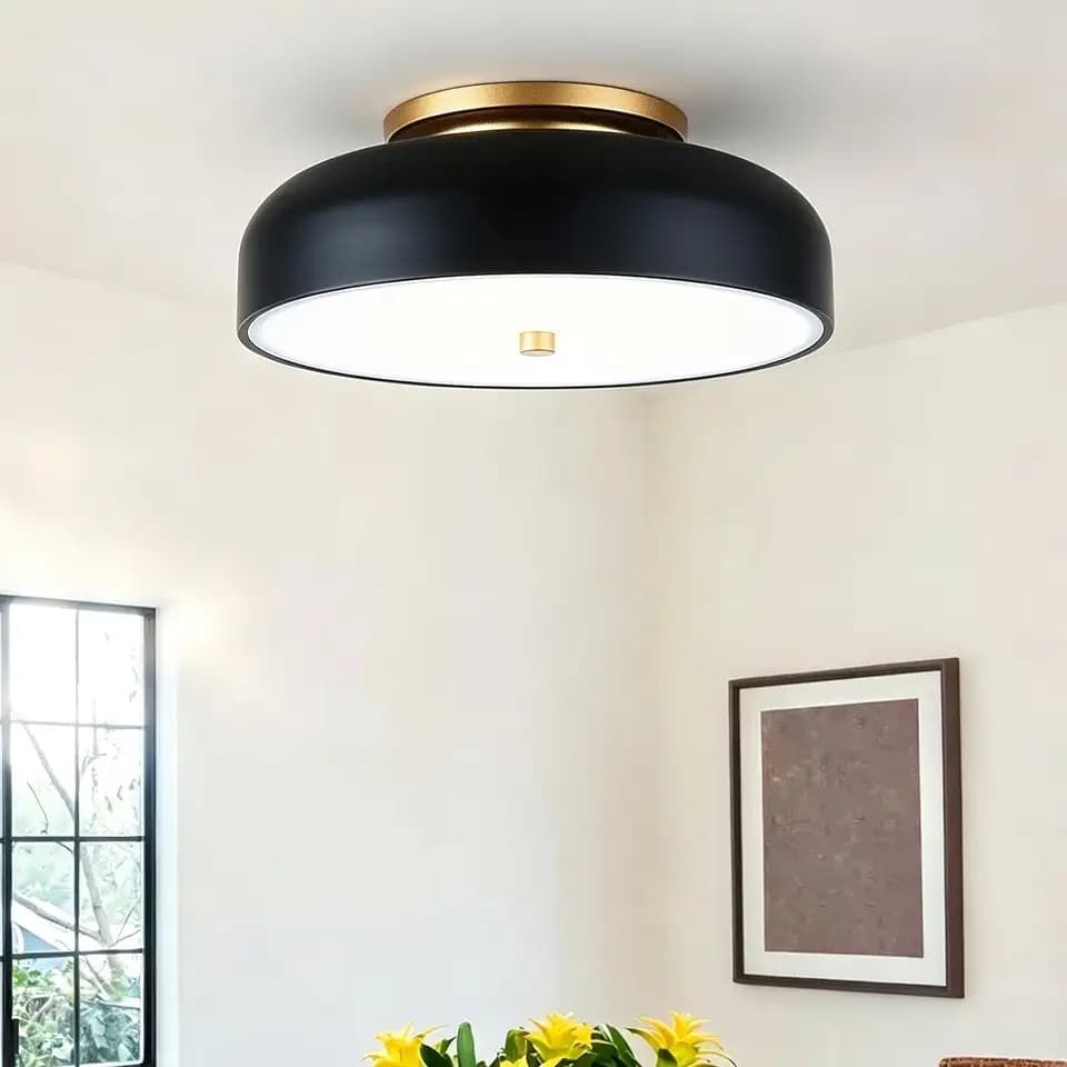 15" Semi Flush Mount Ceiling Light, 36W LED Dimmable,5CCT, Matte Black