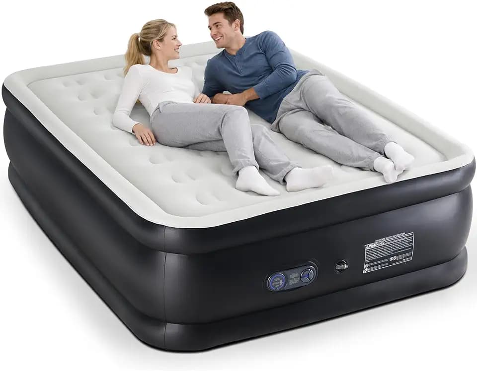 Sweetcrispy Weight Capacity 660 lbs Air Bed, Double Height, Non-Slip Bottom Design, Queen Air Mattress - 22" Inflatable Blow Up Airbed with Built-in High Capacity Pump for Home or Camping