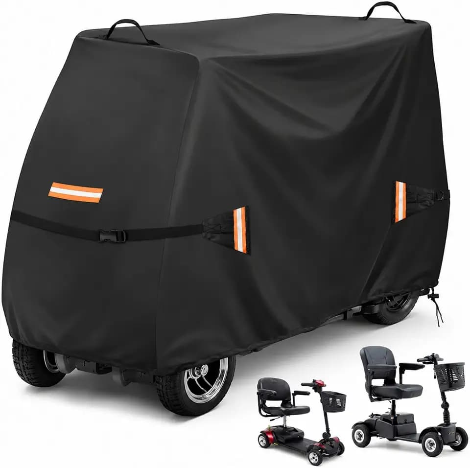 Upgraded Mobility Scooter Storage Cover, 600D Heavy Duty Scooter Weather Cover, Mobility Scooter Cover with Waterproof Strip, Anti-UV, Water Resistant - 49"x 23"x 39"