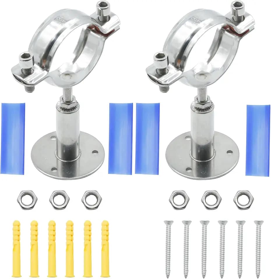 2 Pack 2-1/4 Inch Wall Mount Ceiling Mount Pipe Support Clamp, Adjustable Stainless Steel Split Ring Hanger, Pipe Bracket Holder for Pipe Support Pipe Fixing Pole Support