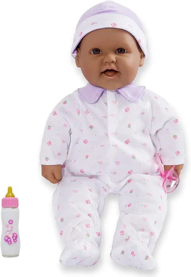 JC Toys Hispanic 16-inch Medium Soft Body Baby Doll La Baby | Washable |Removable Purple Outfit w/Hat and Pacifier | for Children 12 Months +, Hispanic-Purple