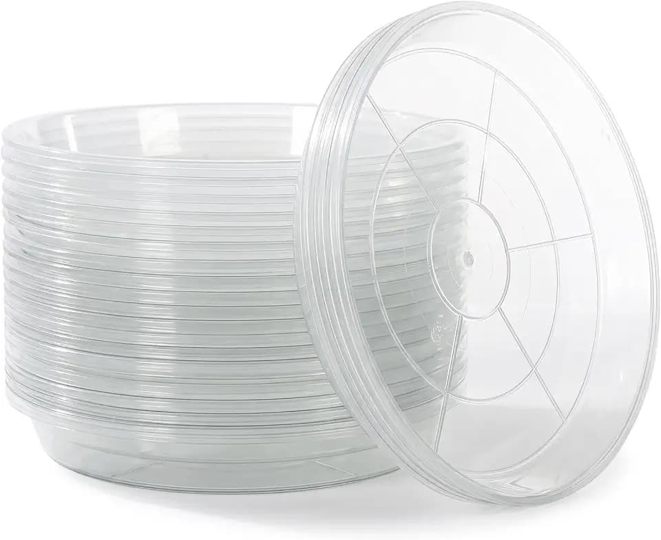 ondware 20 Pack 12 Inch Plant Saucers, Round Plastic Drip Trays