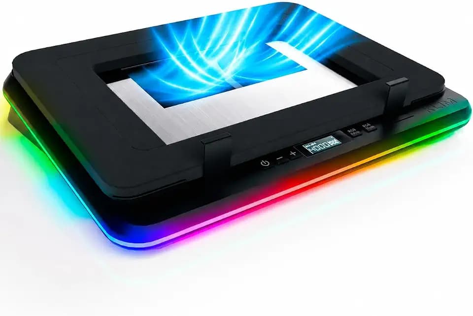 KLIM Turbofrost Gaming Laptop Cooling Pad - 4 Fans, RGB, 17in Aluminum Grey