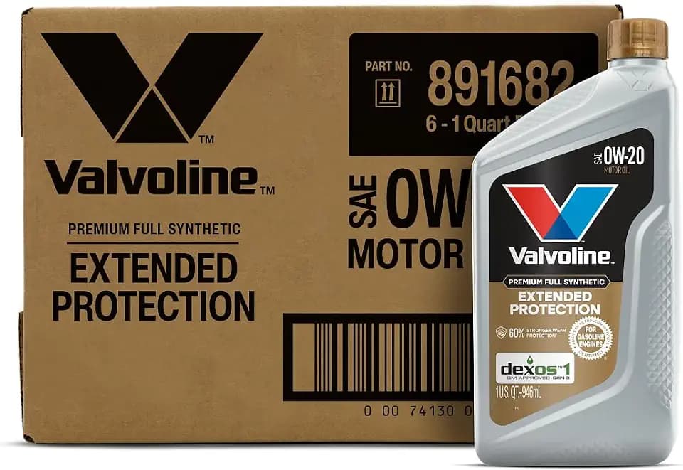 Valvoline Extended Protection Full Synthetic Motor Oil SAE 0W-20 1 QT, Case of 6