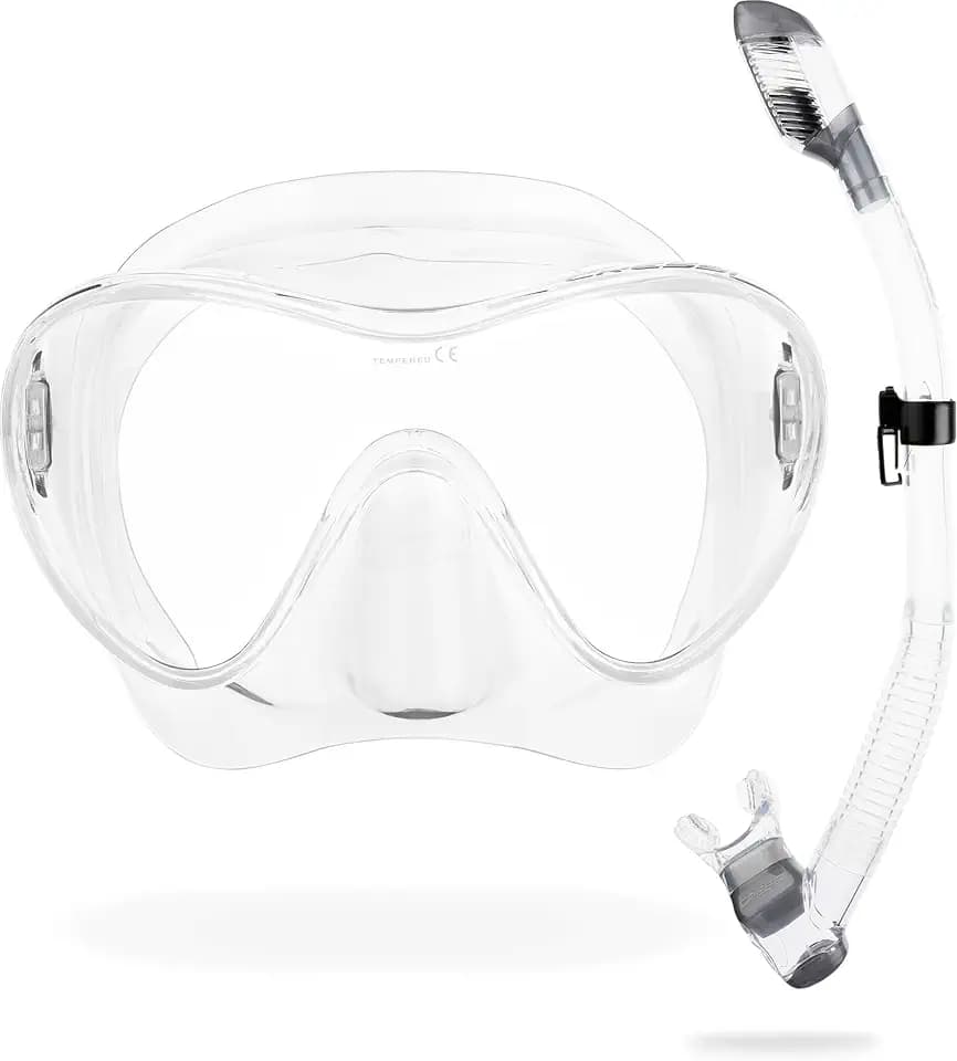 Cressi F1 Tauchmaske oder Combo Schnorchelset - Rahmenloses Gehärtetes Glas - Tauchermaske Erwachsene aus 100 Prozent Silikon - Verstellbare Schnallen für Schnorchel & Tauchen