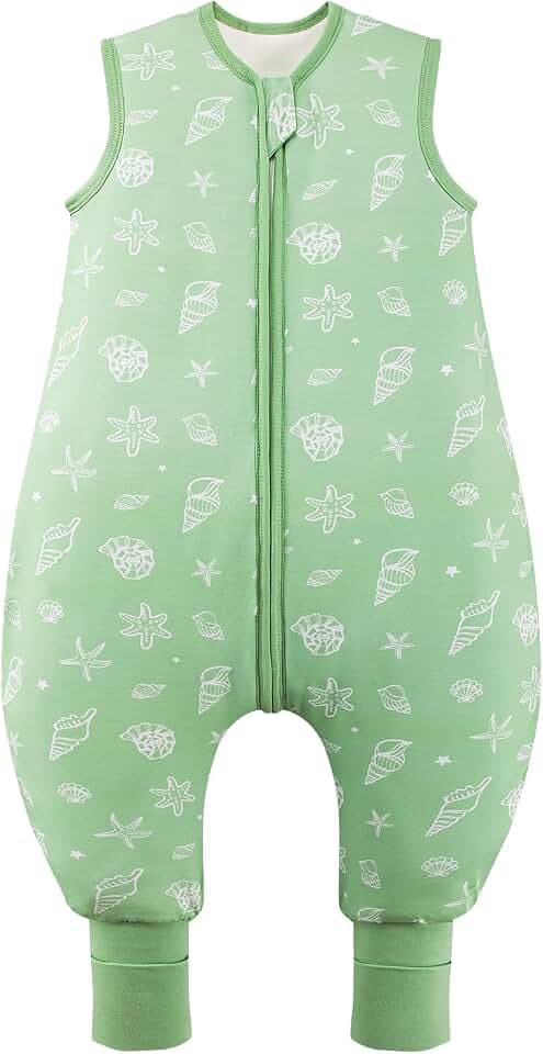 Baby Schlafsack mit Füßen 2,5 Tog Super weich aus Bambusrayon hergestellt,Kinder Schlafsack aus Bambusfaser für den Winter Schlafdecke für Herbst und Winter(Grün,XL)