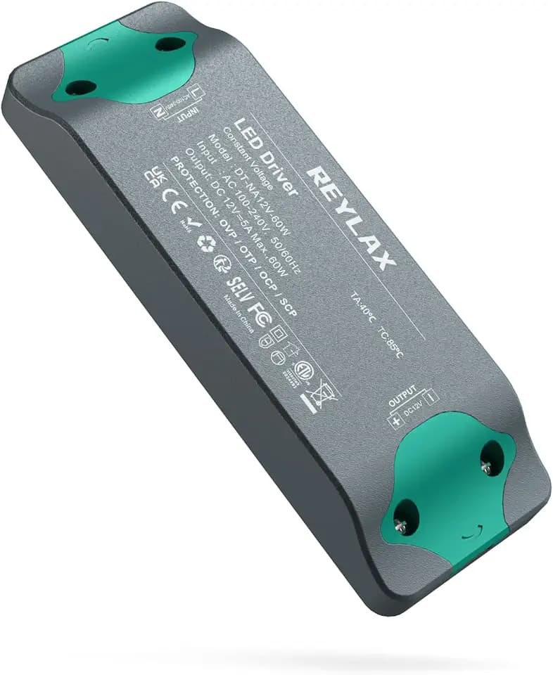 REYLAX LED Trafo 12V 60W 5A Konstante Spannung, 141 x 47 x 22mm