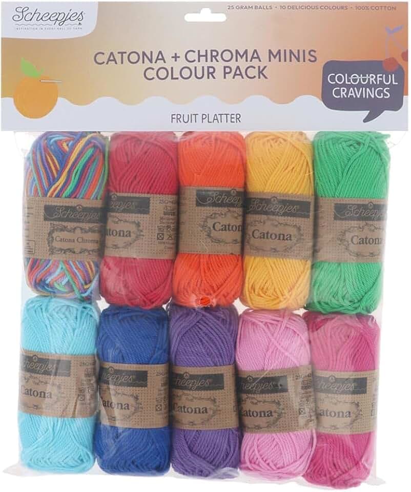 Scheepjes Catona und Chroma Farbpackung 10x25g - Obstfarben